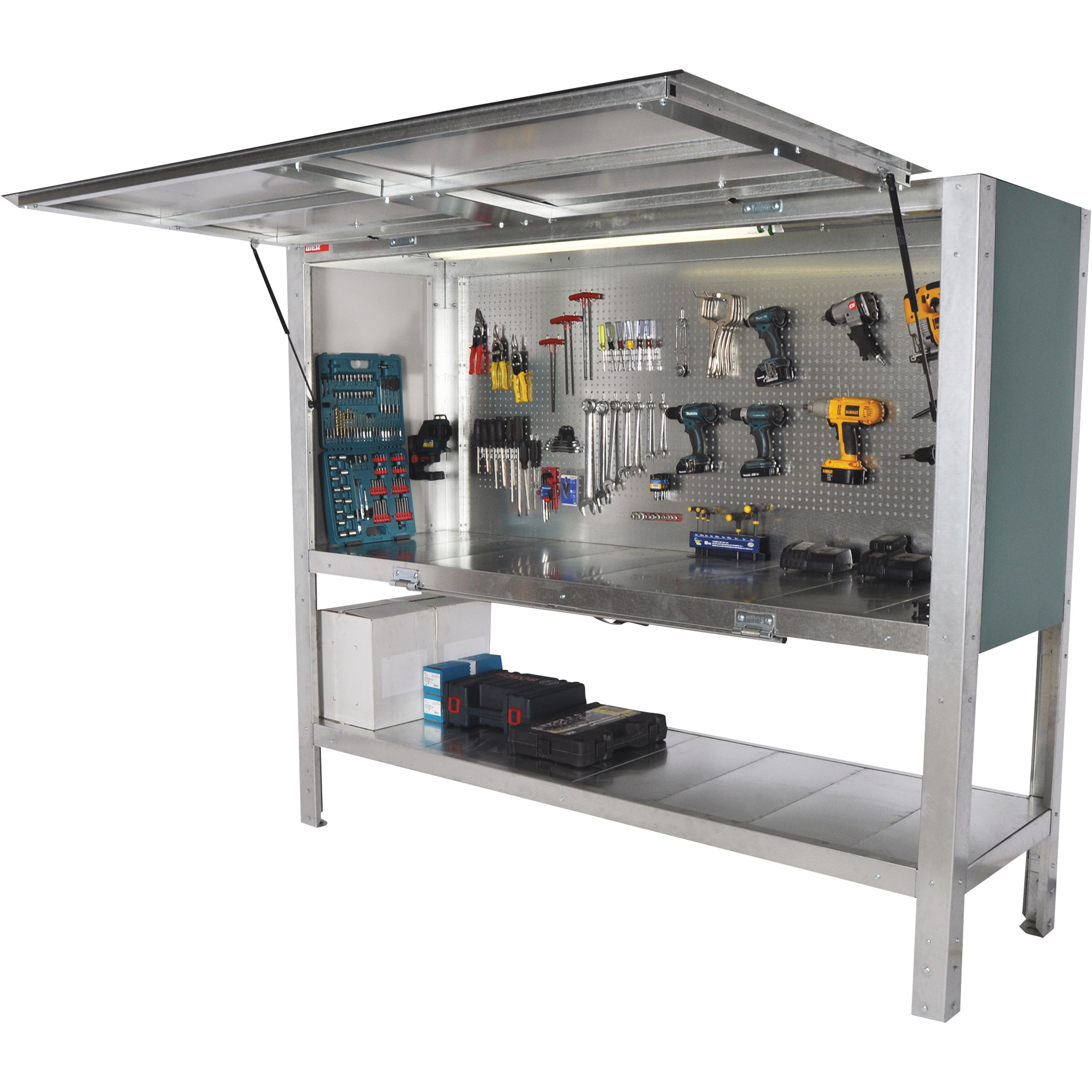 Western Steel Heavy-Duty Workbench, Integrated Steel Pegboard